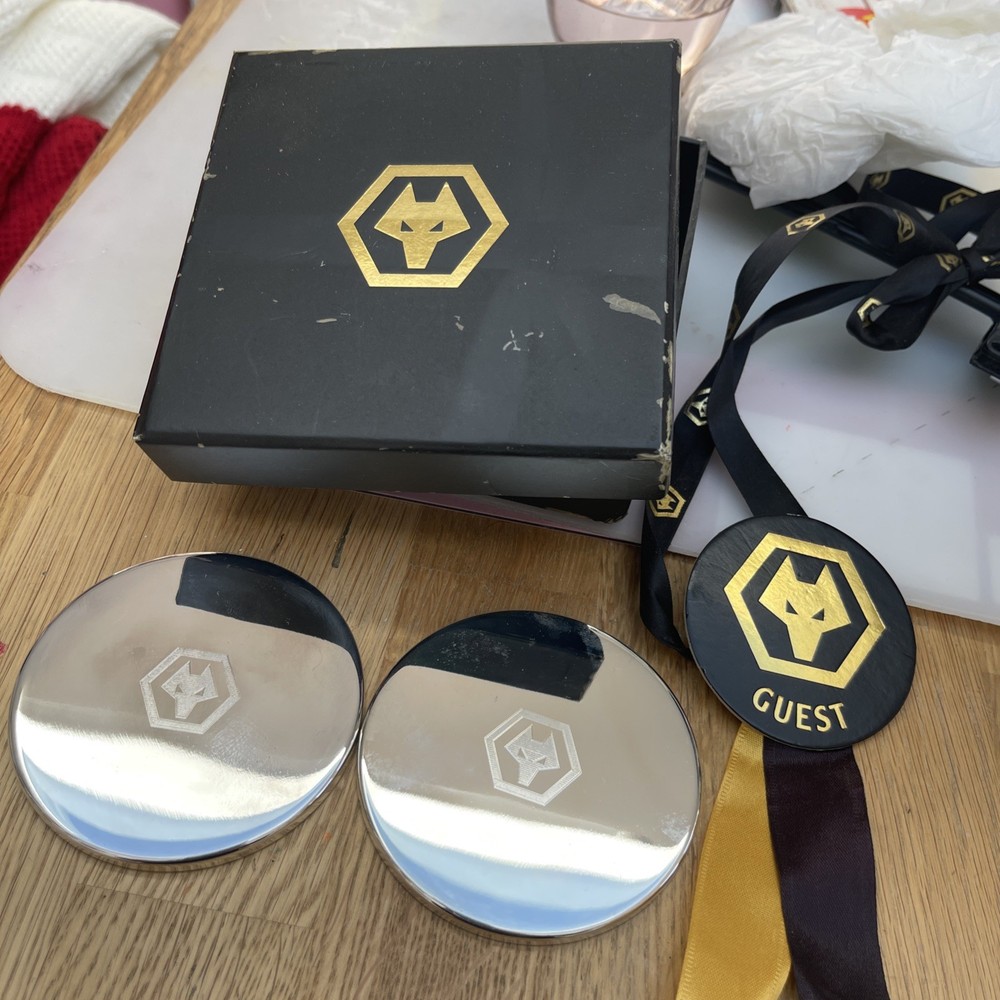 WOLVERHAMPTON WANDERERS SILVER PLATE COASTERS/ Guest Gift