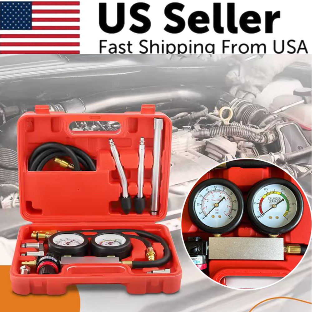 Cylinder Leak Down Tester Petrol Engine Compression Leakage Detector Tool Kit