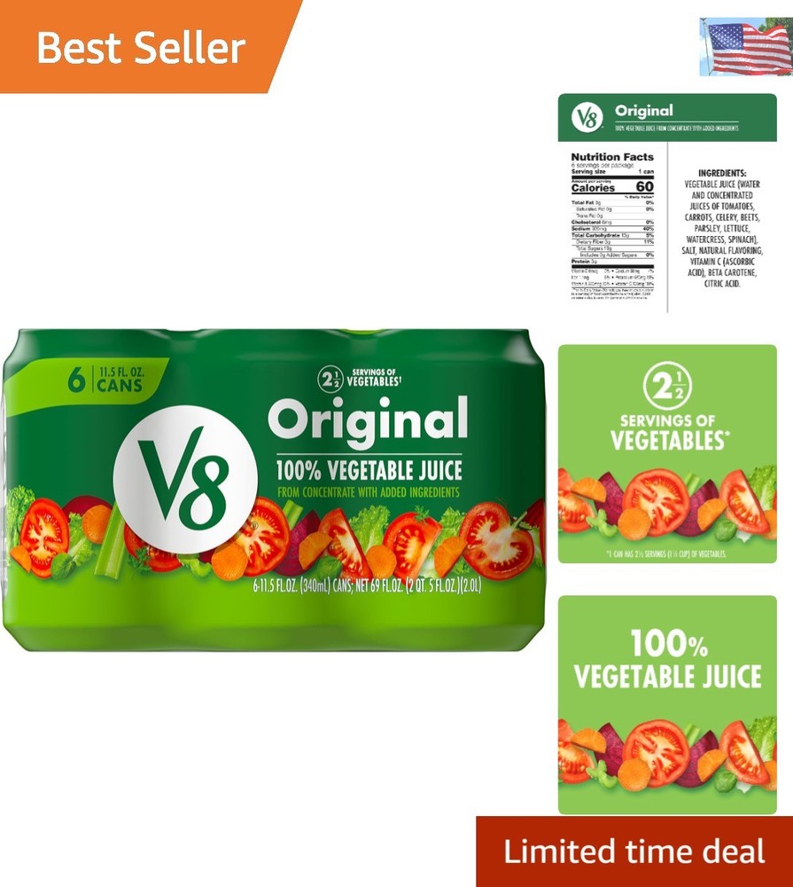Convenient 6-Pack  Vegetable Juice, Gluten-Free & Packed with Vitamins