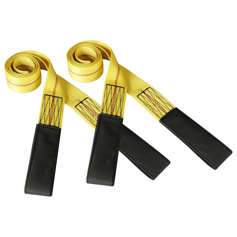 2PCS 6' x 2" Lifting Sling Flat Tow Strap With Loop Heavy Duty Flat Belt Webbing