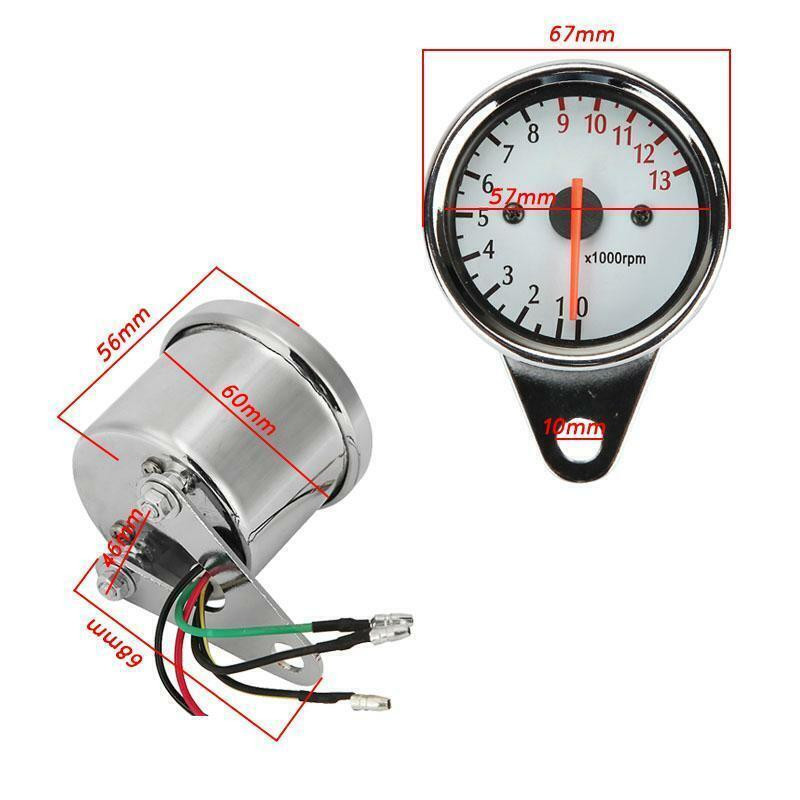 Universal Fit Motorcycle Tachometer with Clear LED Backlit Display