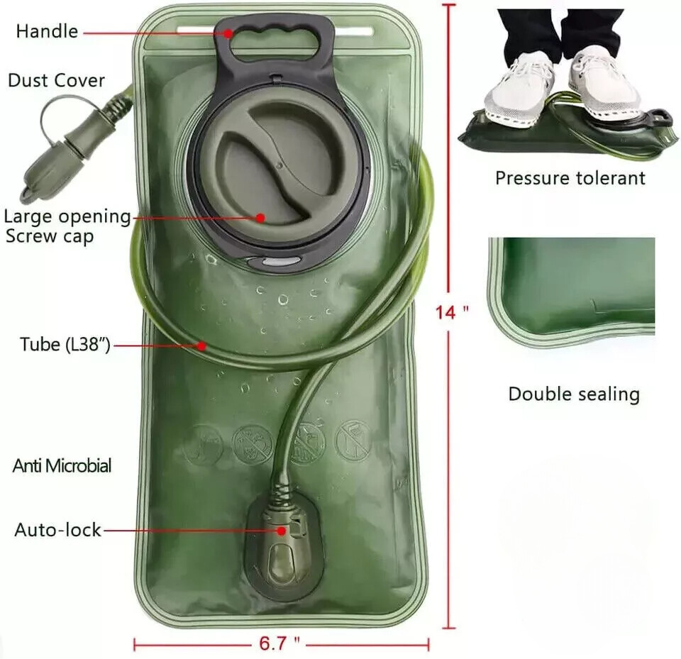 2L Hydration Bladder Water Pack Reservoir Camel Back Replacement Running Hiking
