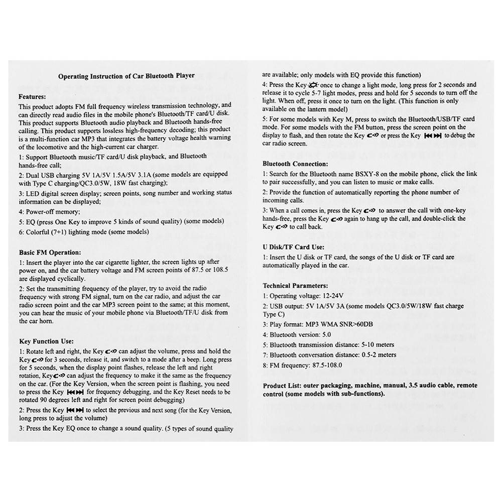 Bluetooth 5.0 Car Wireless FM Transmitter Adapter 2USB + PD Fast Charger MP3 AUX