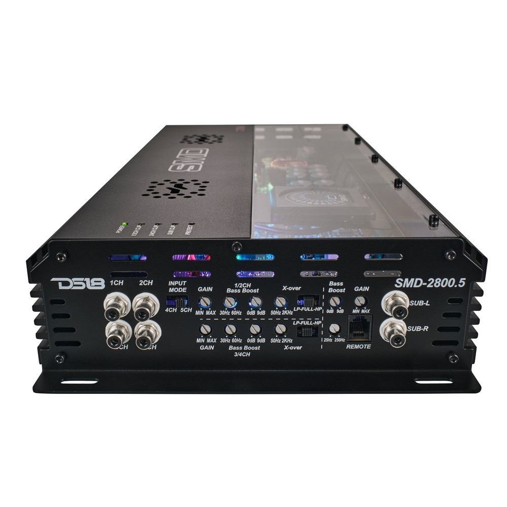 DS18 SMD 5-Channel Amplifier Class AB with VM-1 Voltmeter & Digital LED Lights
