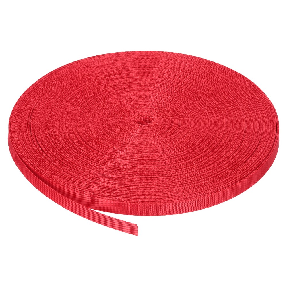 Flat Nylon Webbing Strap 3/8 Inch 50 Yards Red for Backpack