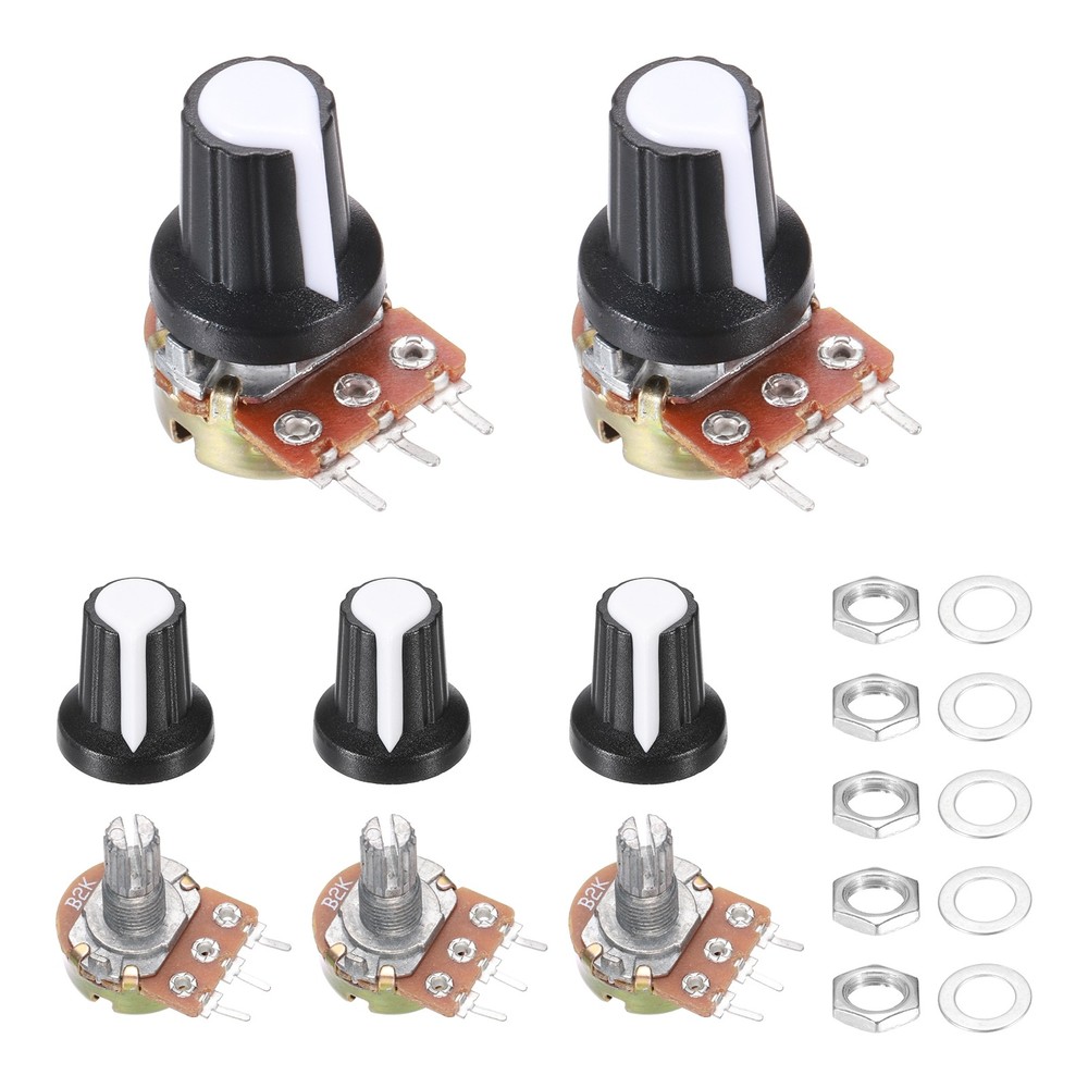 5Pcs WH-148 Potentiometer 3Pins B2K±20% Ohm Variable Resistor with 5 Knobs