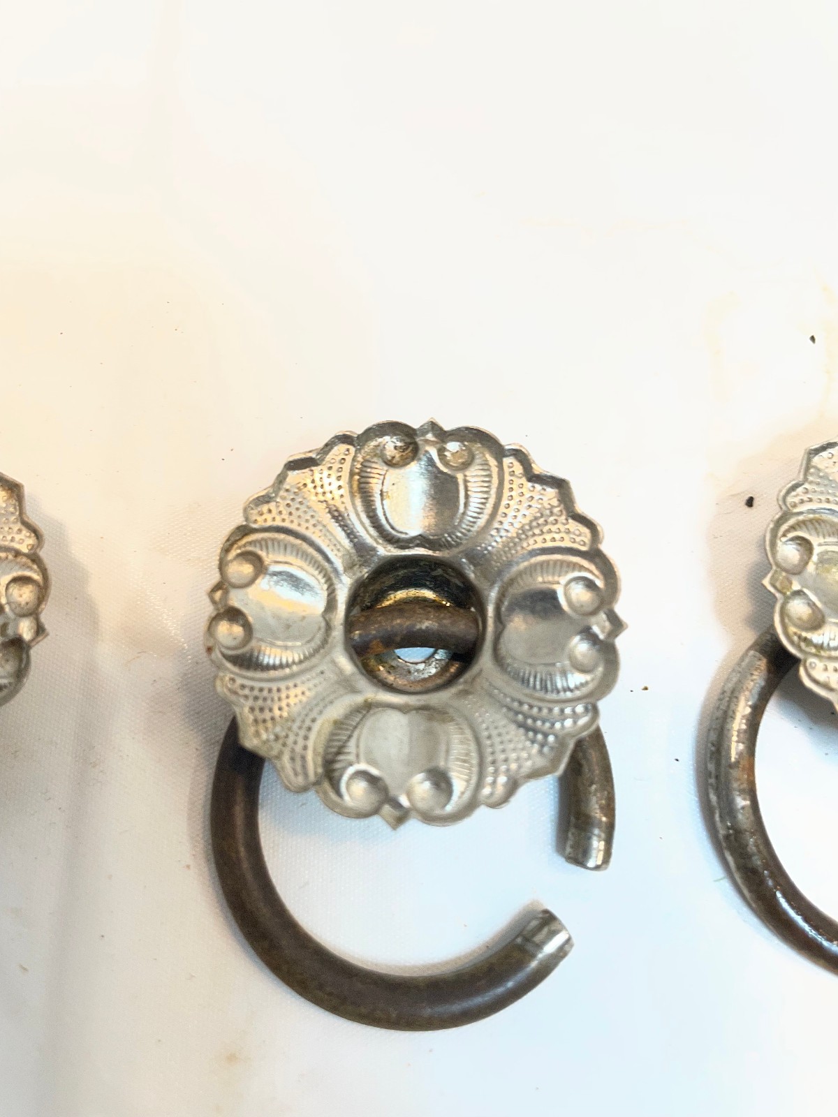 Antique Ornate Metal Victorian Antique Drawer Pulls Cabinet Handles - Lot of 3