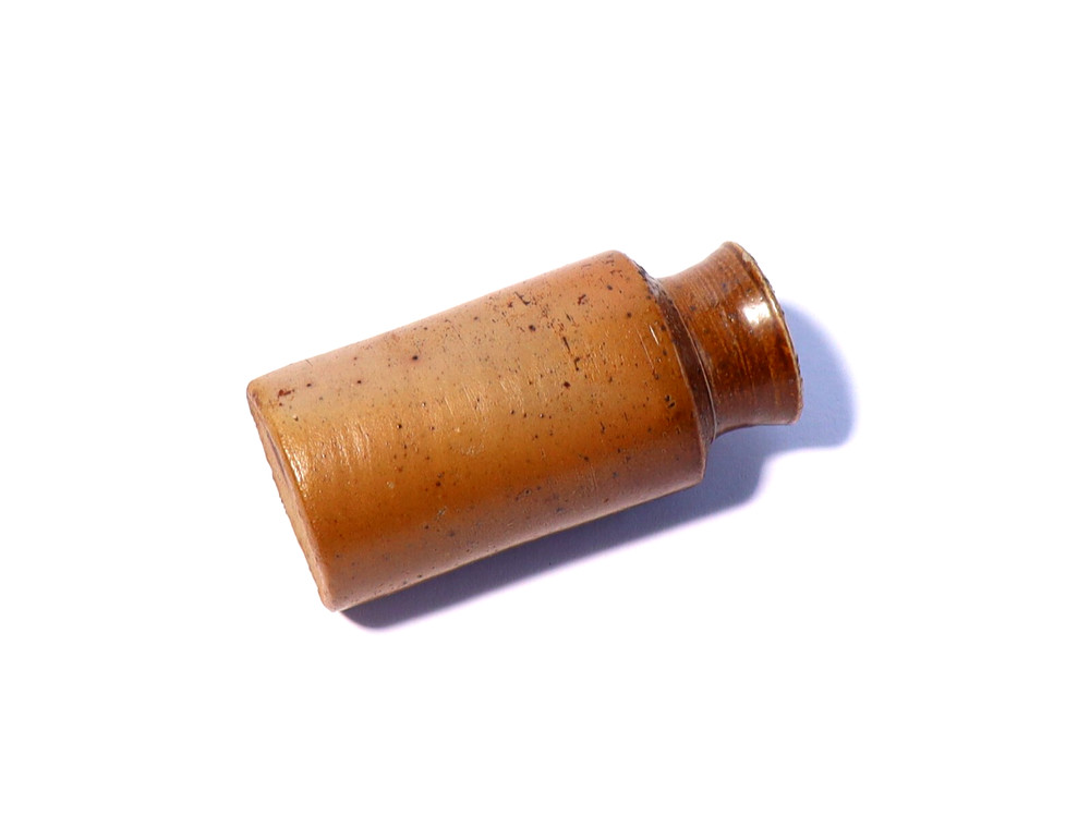 c1900 Miniature / Sample Salt Glazed Stoneware BLACKING POT Jar 2"