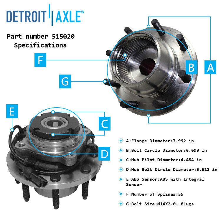 Front U-Joint Axles & Wheel Hub 4x4 99-04 Trucks Ford F250 F350 Dana 60 ONLY