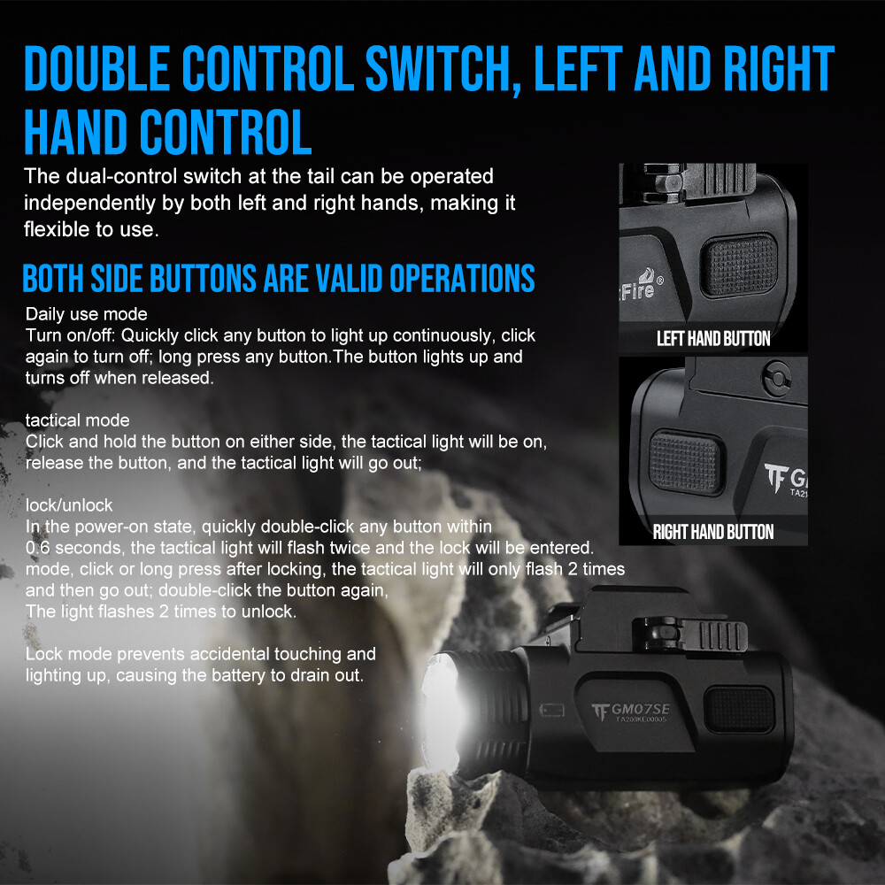TrustFire 1050LM Rechargeable LED Pistol Light LED Flashlight Compact for Glock