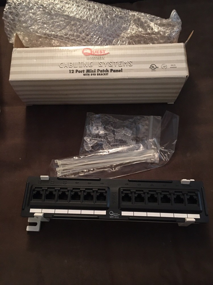 Quest Cabling System 12 port Mini Patch Panel w/89D Bracket Cat 5e