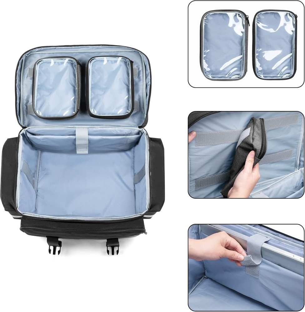 Rolling Medical Bag with Reflective Strips and Multiple Compartments