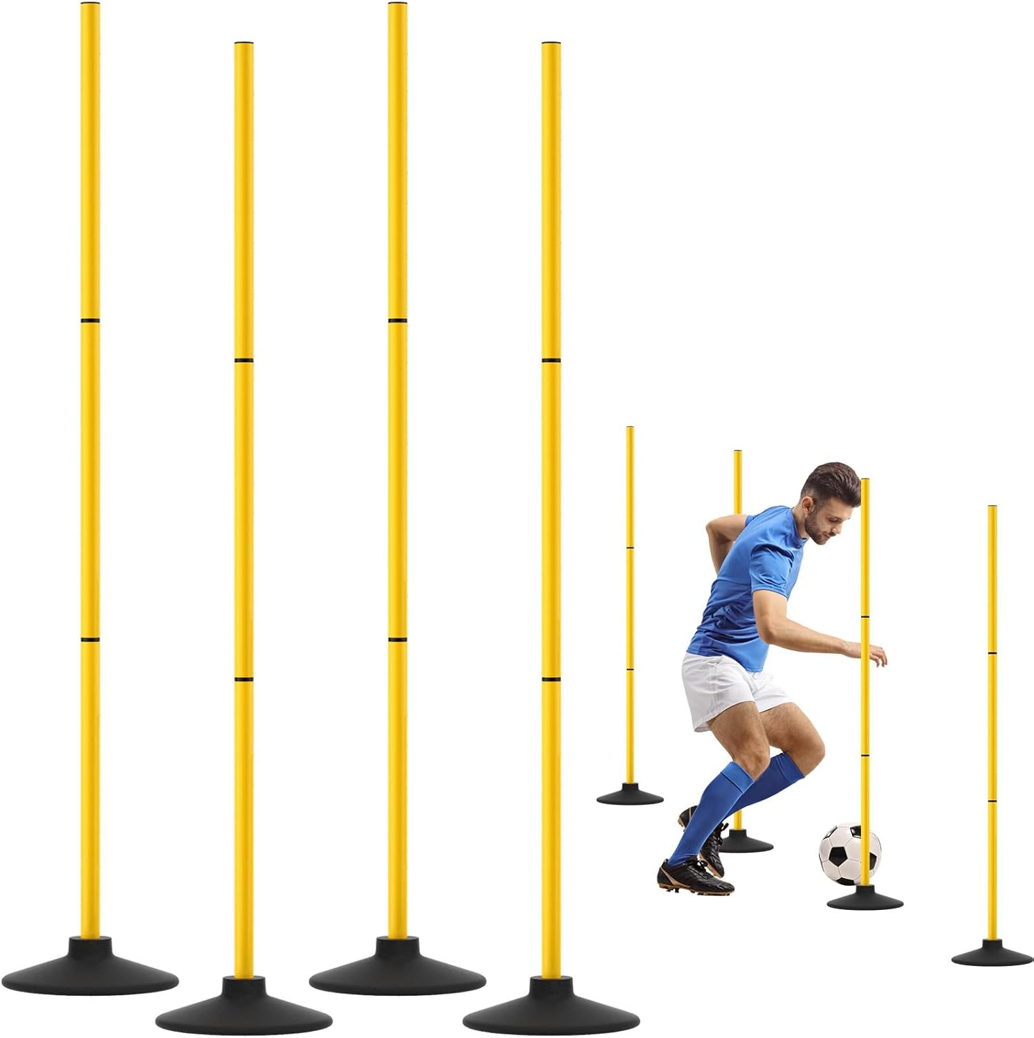 Agility Poles 4 Pack 50" Sports Soccer Training Poles,Detachable Speed Training