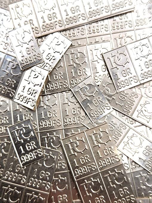 25 One Gram Bars That Snap Apart .999 Silver 1 Gram Silver Pure Silver Stamps