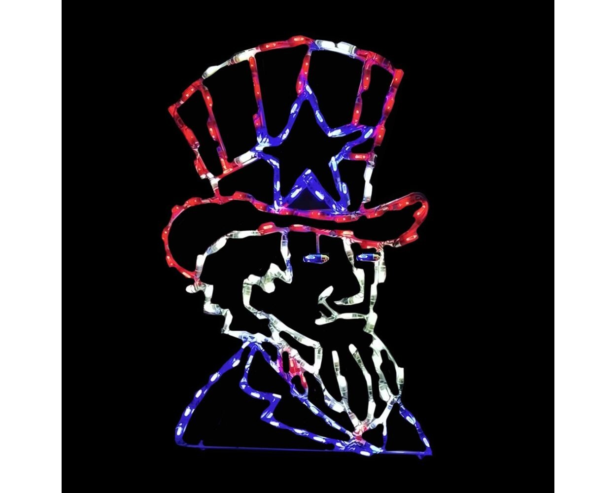 Patriotic 4th of July Outdoor LED Decorations Lighted Uncle Sam Wireframe 30"