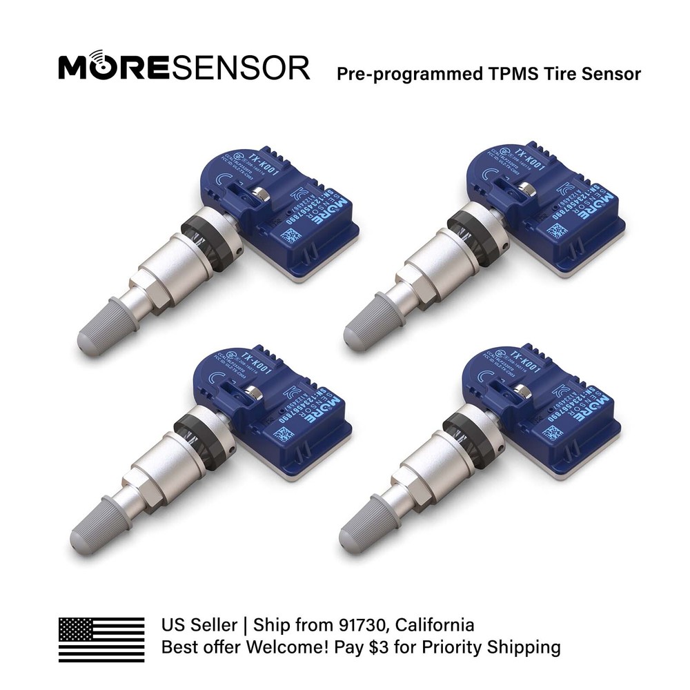 4PC 433MHz MORESENSOR TPMS Clamp-in Tire Sensor for E46 E39 E38 CLS550 CLS600
