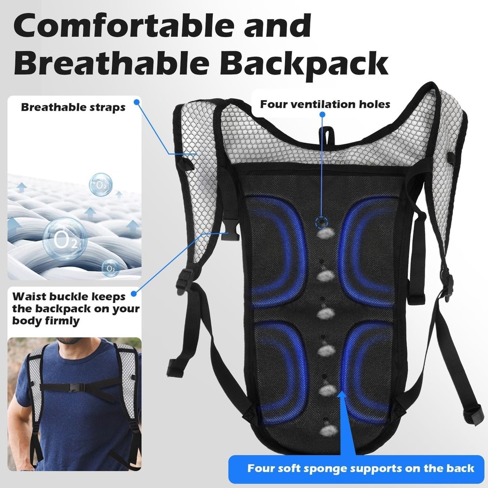 TNYSPORT Lightweight Breathable Hydration Backpack Pack-No 2L Bladder