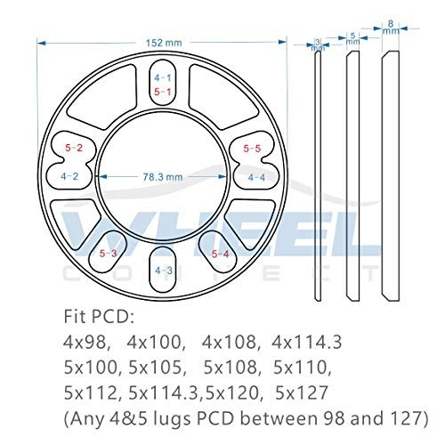 Universal Wheel Spacer,3mm 4 or 5 lugs Universal - 3mm(1/8inch)