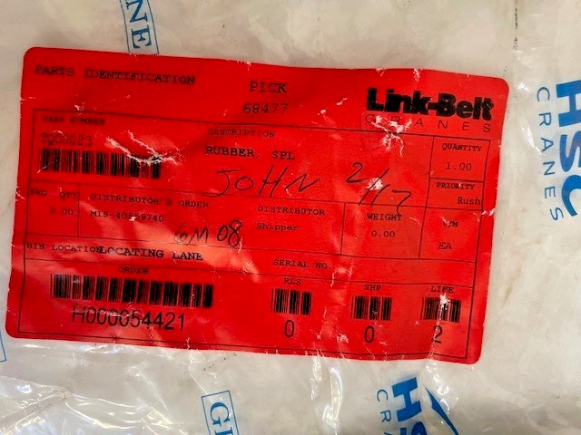 HSC CRANE TQ00023 RUBBER,SPL. WEATHER STRIP HITACHI OEM