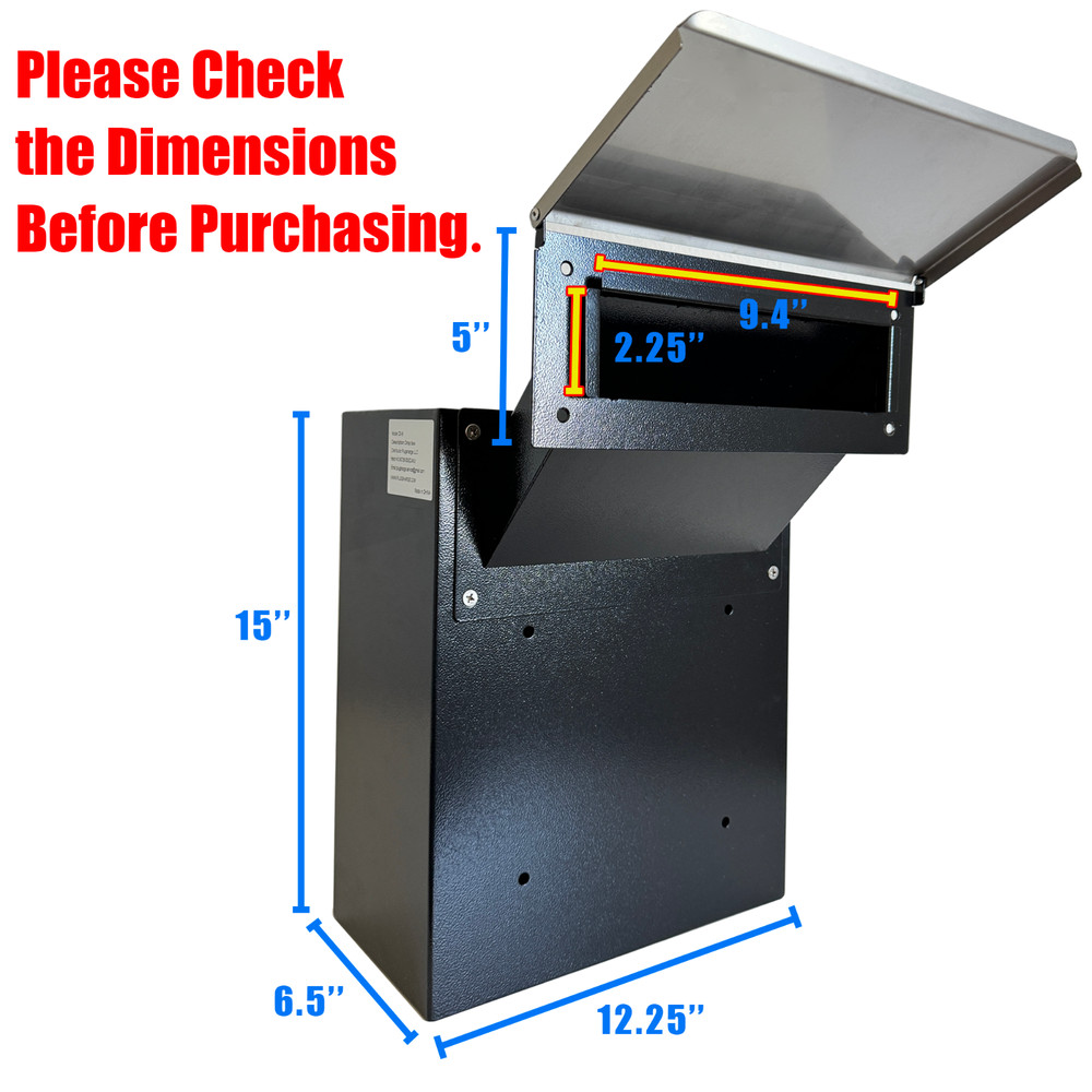 OPEN BOX Rainproof Through the Wall Locking Mailbox with 10'' Adjustable Chute