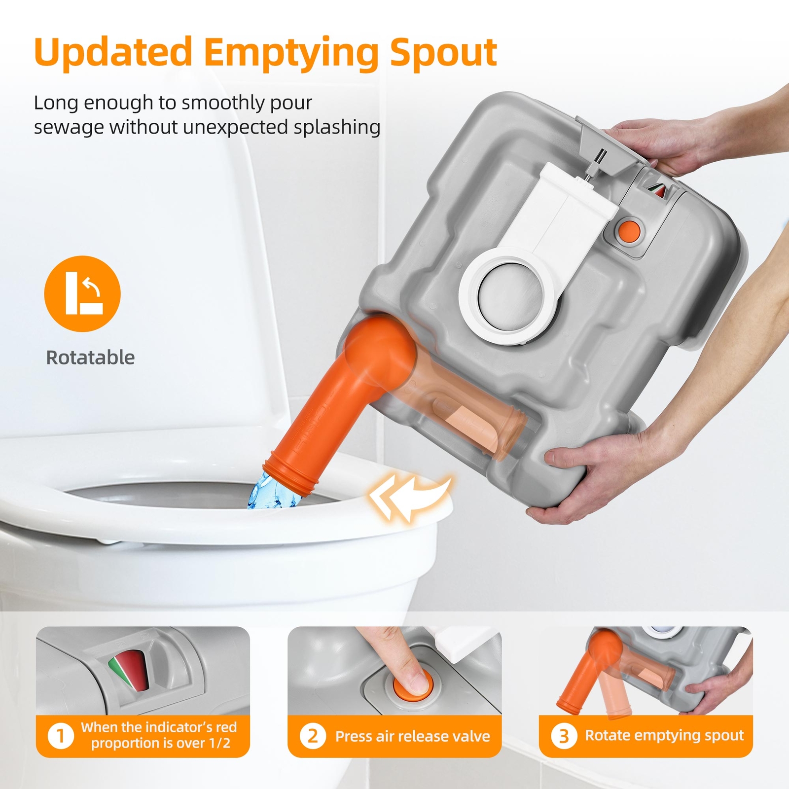 Portable Wash Sink Camping Hand Basin Stand with 5.3 Gallon 17 L Flush Toilet