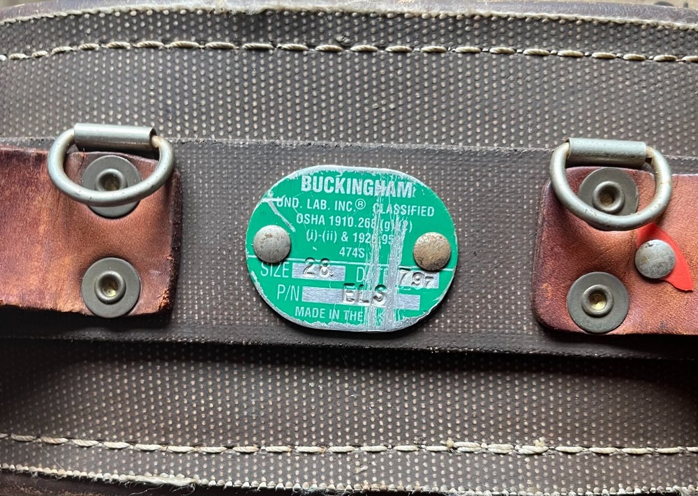 Used Buckingham ELS Lineman Belt Size 28 (Worn Condition)