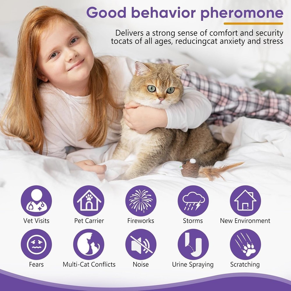 Best Cat Calming Pheromone Diffuser Kit, Long-Lasting Stress & Anxiety Relief