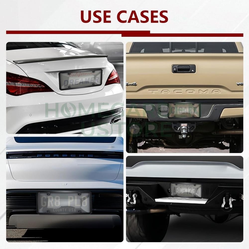 2X Unbreakable License Plate Covers+Frames Auto Tag Shield Protector Front Rear