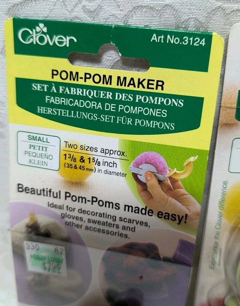 2 Clover Pom-Pom Maker Size SMALL & LARGE NIP