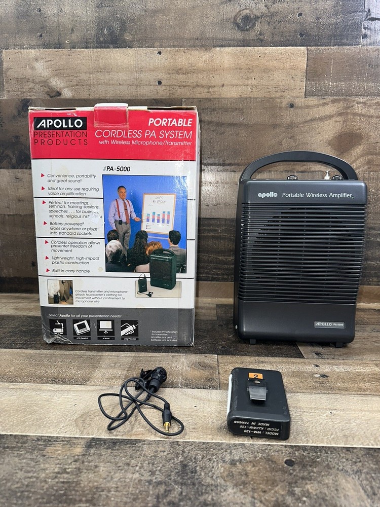 Apollo Portable Cordless Wireless PA 5000 System Wireless  Mic Speaker