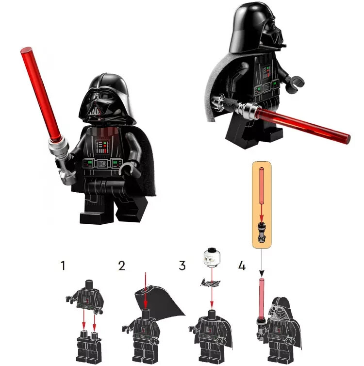 LEGO Star Wars Darth Vader Minifigure Printed Arms Frown sw1249 75352 75387 NEW