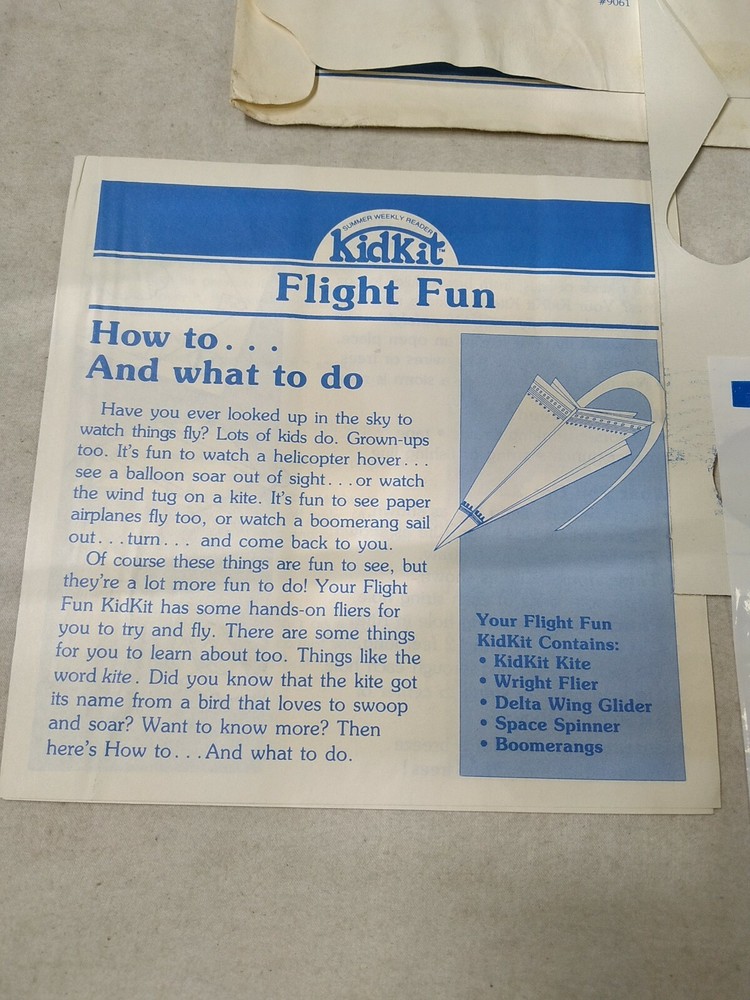 KidKit Summer Weekly Reader Columbus Ohio 1986 Flight Fun Kit Incomplete