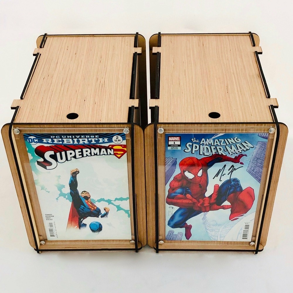 Two Pack Comic Book Storage Boxes & Acrylic Frames - One for a Gift-One for You