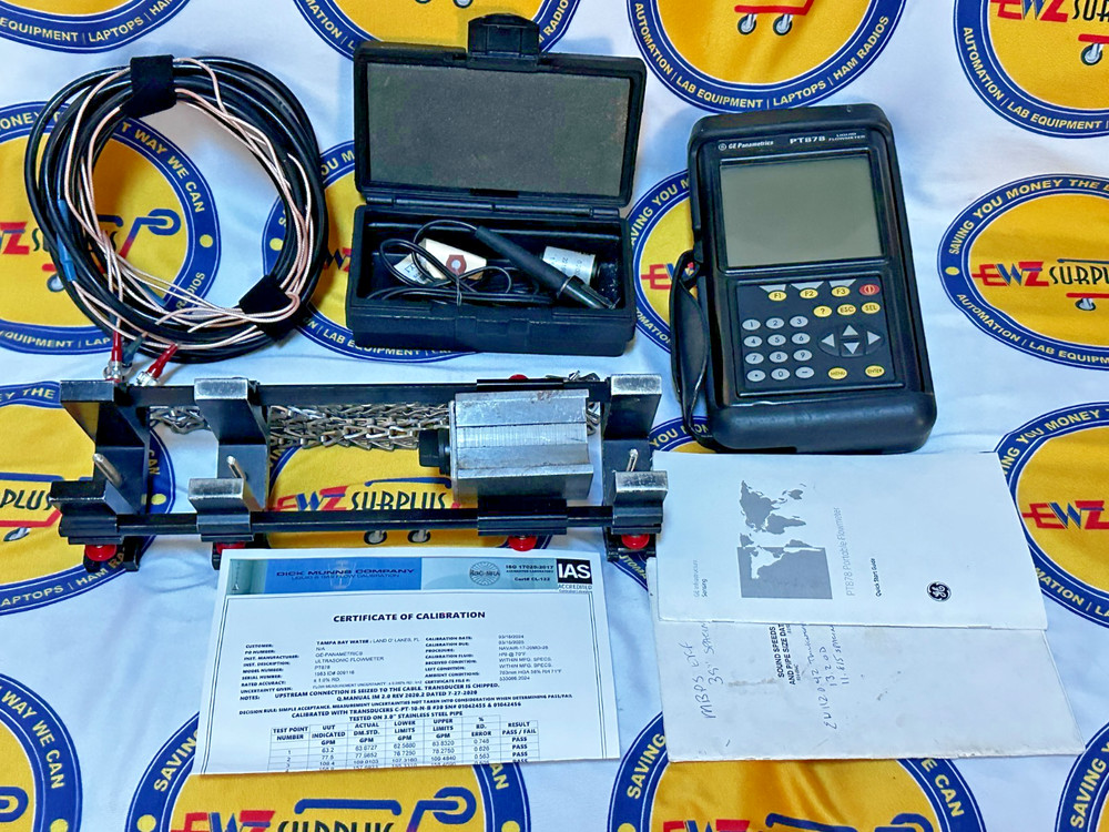 GE PANAMETRICS LQUID FLOWMETER  PT878 HANDHELD ULTRASONIC FLOWMETER CALIBRATED