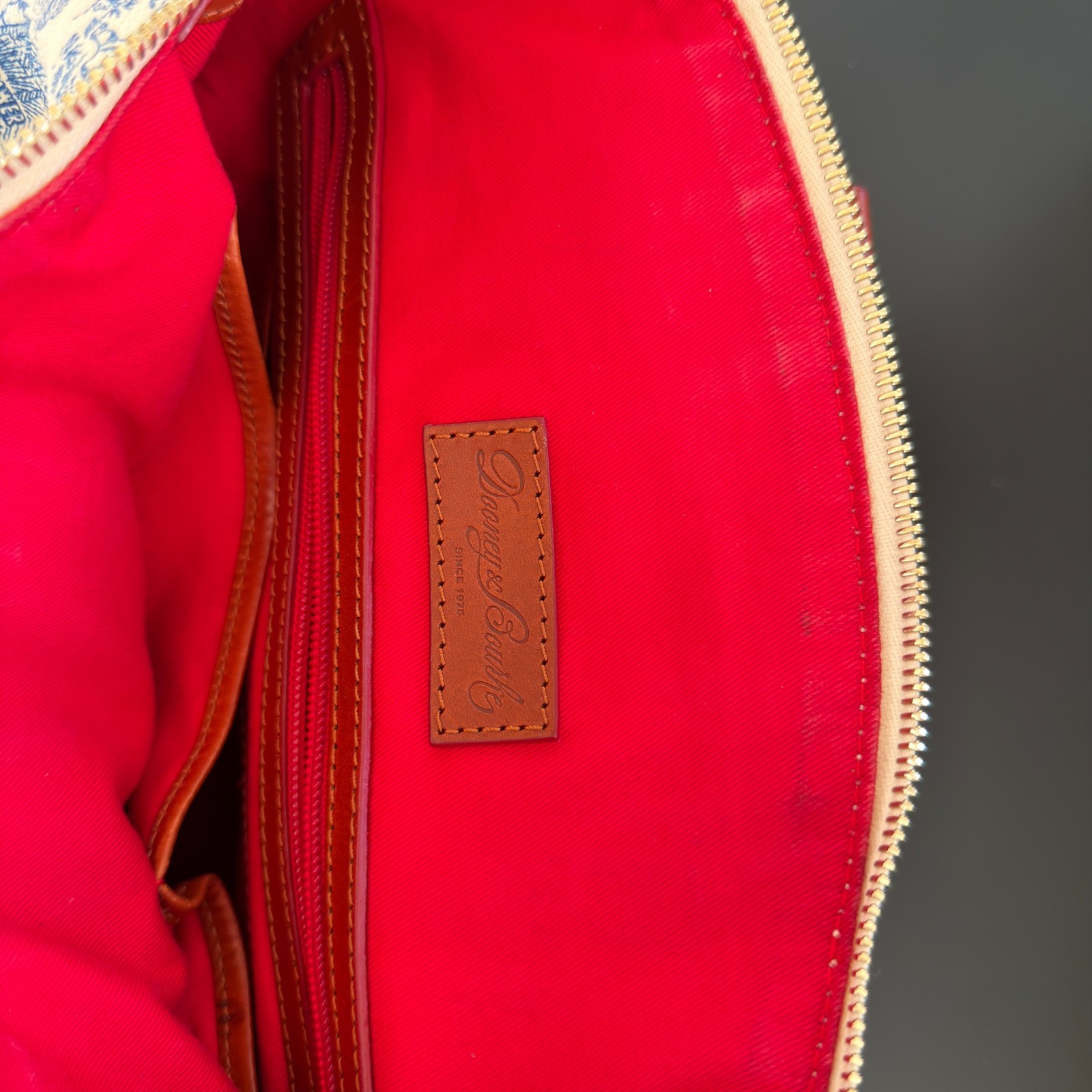 Disney World X Dooney & Bourke Blue White Toile Satchel **XBODY STRAP MISSING**