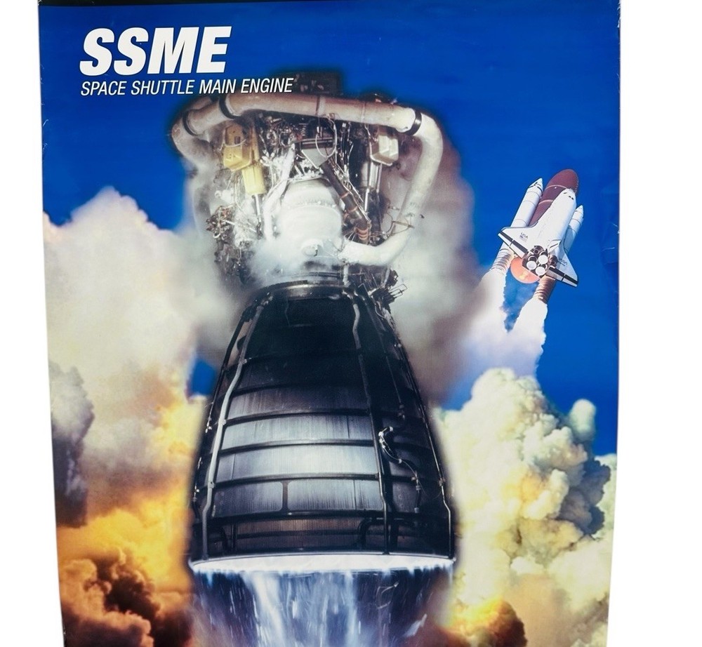 Vintage Boeing Space Shuttle Main Engine Poster SSME 24”x 18”