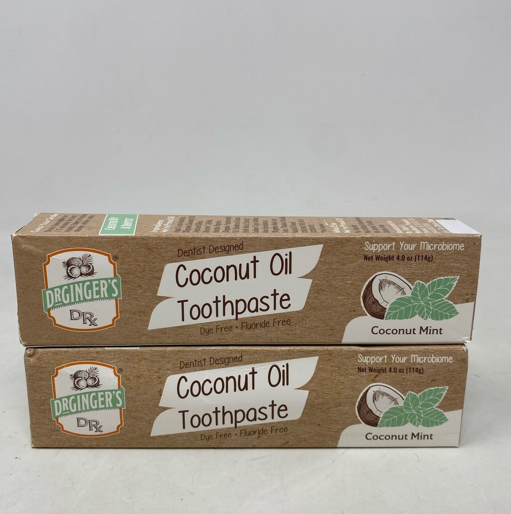 Dr. Ginger's Coconut Oil Toothpaste - Coconut Mint, 4 oz Each 2-Pack Fluoride
