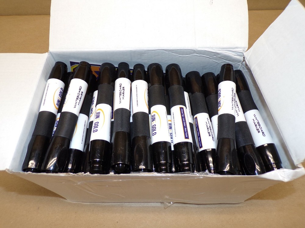 June Gold 68 Black Dry Erase Markers Chisel Tip Open Box