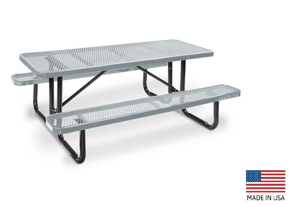 PICNIC TABLE Commercial - All Metal Construction & Steel Frame  6 Ft Rectangular