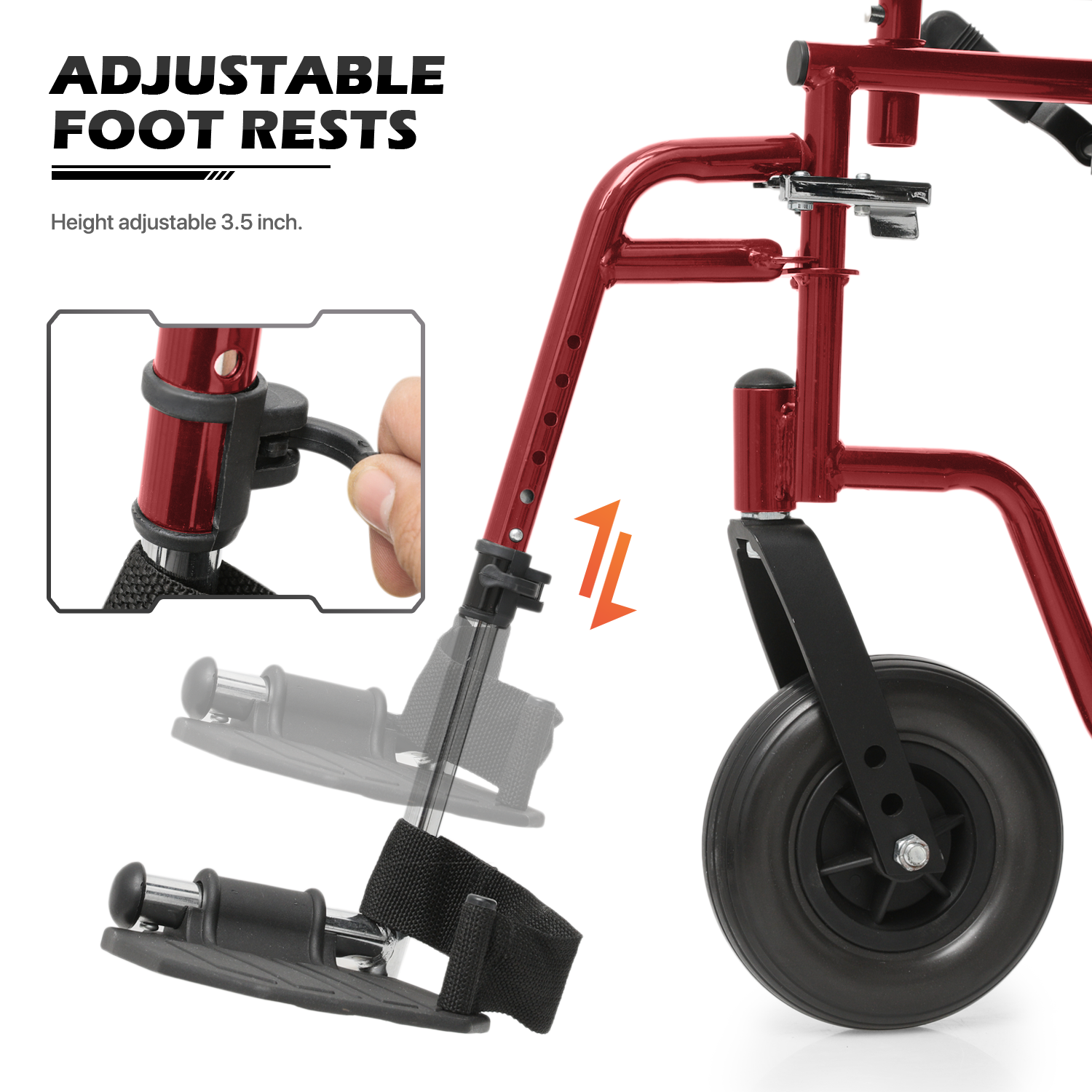 [FDA APPROVED]Foldable Manual Medical Economy Wheelchair w/Adjustable Foot Rest