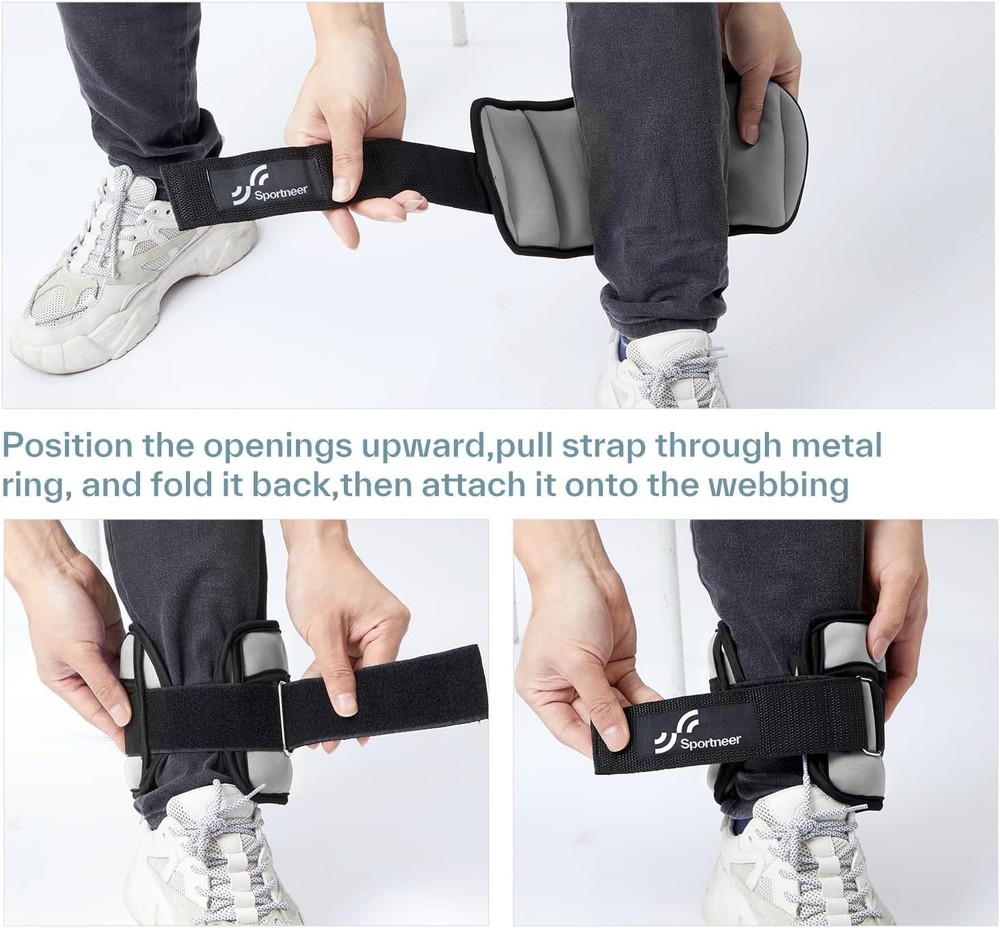 Light Gray Adjustable Ankle Weights Set - 2-10 lbs for Versatile Training