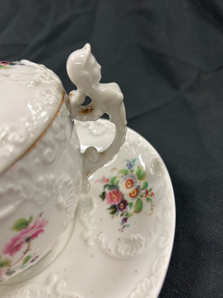 Jacob Petit large covered cup and saucer