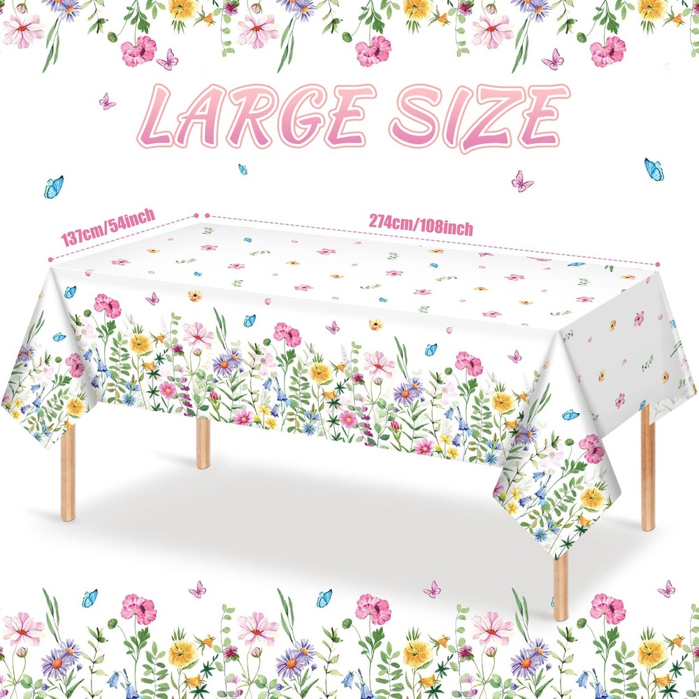 1Pcs Spring Floral Plastic 108" x 54" (Rectangular),