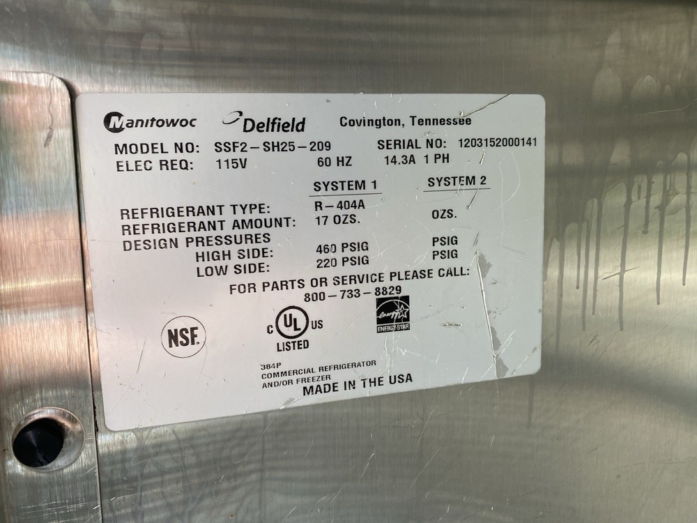 2 -Dr. Split Door, Manitowoc Freezer, Refurbished, 120v