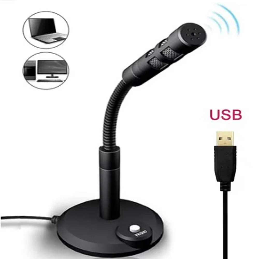 Computer Mini Condenser Microphone USB Stand Recording Mic For PC Desktop Laptop