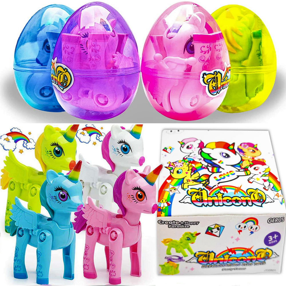 4 Pack Prefilled Easter Eggs with Toys 4 3/8" Plastic Easter Eggs Filled for Kid