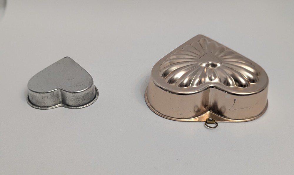 Two Small Heart-shaped Metal Bakeware Pans/Mold