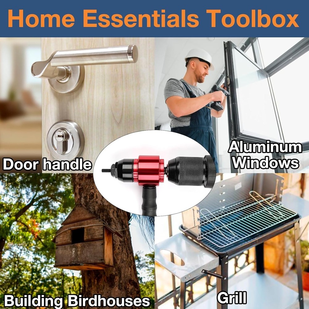 Electric Rivet Nut Gun Adapter Cordless Riveting Tool Insert Nut Drill Tool Kit