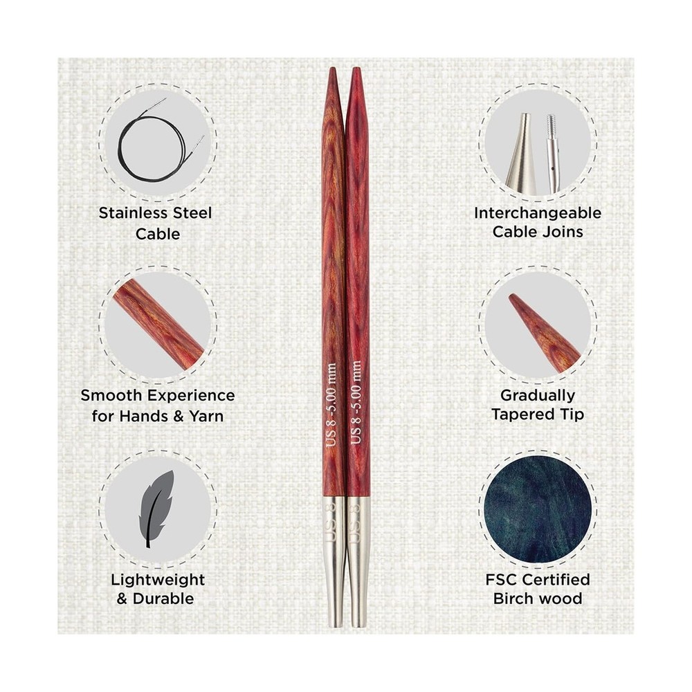 KnitPro Dreamz Mini Interchangeable Circular Needle Set 2" (5cm) | 8 US Sizes...