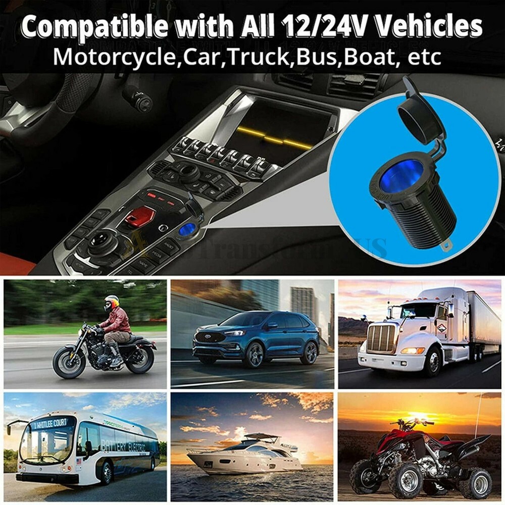 Cigarette Lighter Socket Power Outlet Socket Receptacle ATV Car Motorcycle 12V